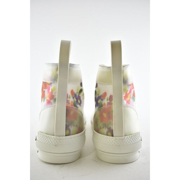 Dior Mens B23 Floral Technical Canvas White High Top Lace Up Flat Sneaker 40 7 - Picture 10 of 11